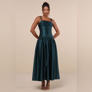 Lulu's Teal Drop Waist Dress
